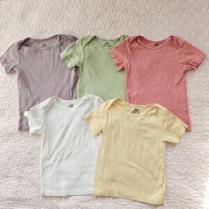 Bundle 5 H&M Organic cotton Tops 3T 3 Toddler Girl Tees Shirts